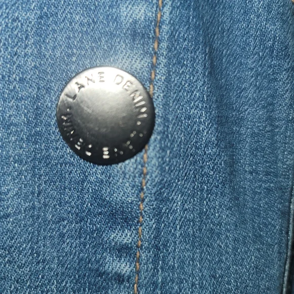 Lane Bryant Long Denim Jean Jacket Trench Coat Style Sz 14 - Picture 7 of 12